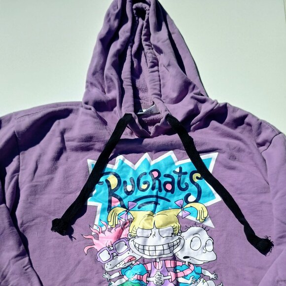 Nickelodeon Rugrats Purple Hoodie Size Medium Pullover Retro Graphic Print - Picture 1 of 2